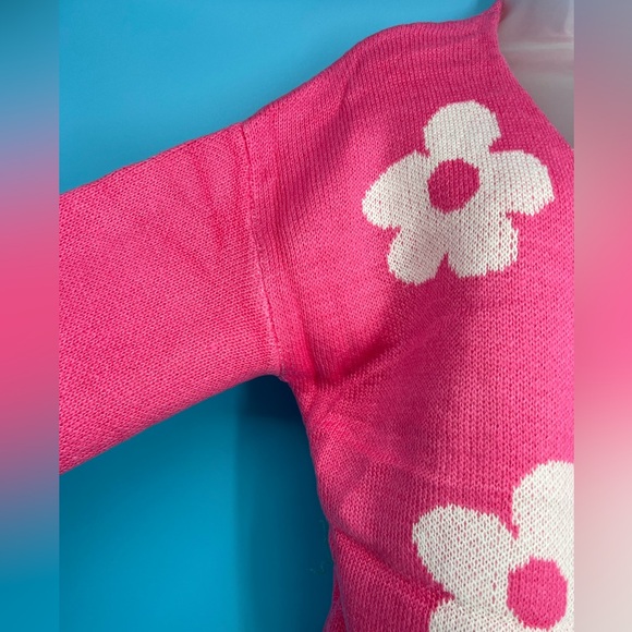 Just In! Pink Open Front Floral Cardigan NWT Size L-XL - Picture 3 of 5